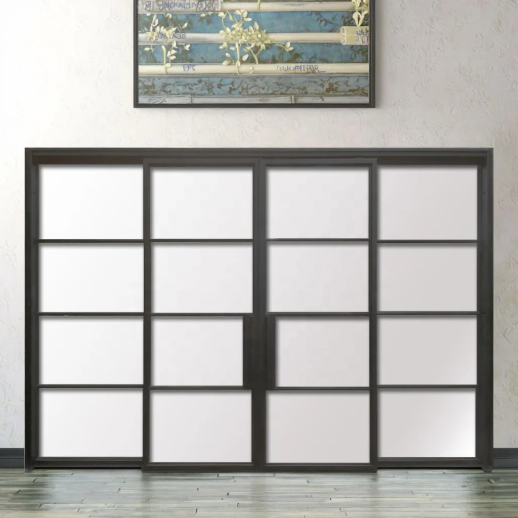 Modern French Iron Windproof Sliding Door with Finished Surface for Interior/Exterior Use details