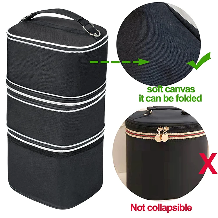 Innovative Design Black Oxford Multifunctional Portable 3 Layers Wig