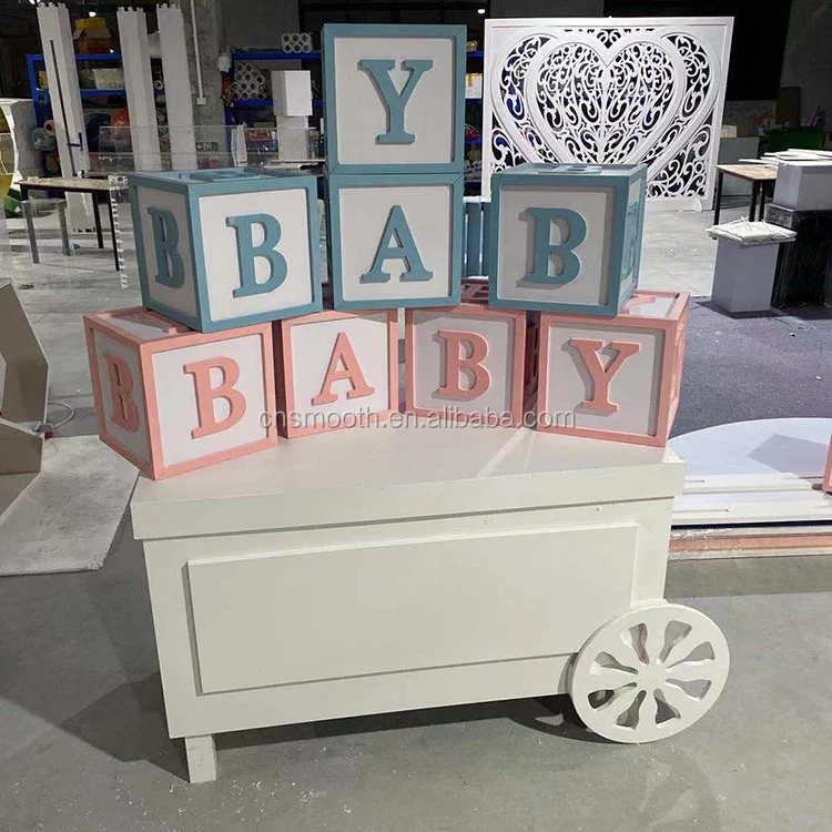 venta caliente blanco bebé ducha cajas partido decoraciones globos cajas  bebé amor bloques con letras