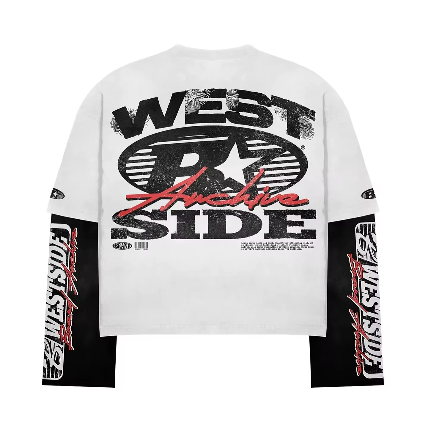 SALATI Custom Graphic Long Sleeve T Shirt Men Cotton Streetwear Oversized Boxy Cropped Double Layer Long Sleeve T-shirt gallery 6