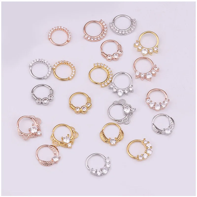 Wholesale Body Piercing Jewelry Manufacturer Cubic Zircon Custom Gold Plated Eyebrow Nose Ear Ring Studs