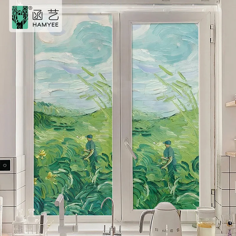 Window privacy film decorative vinyl glass decals static cling window sticker non-adhesive films