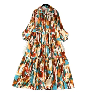 Autumn Dress for Women Printed Shift Lace Dress Sustainable Features Casual Style Natural Waistline Digital Front