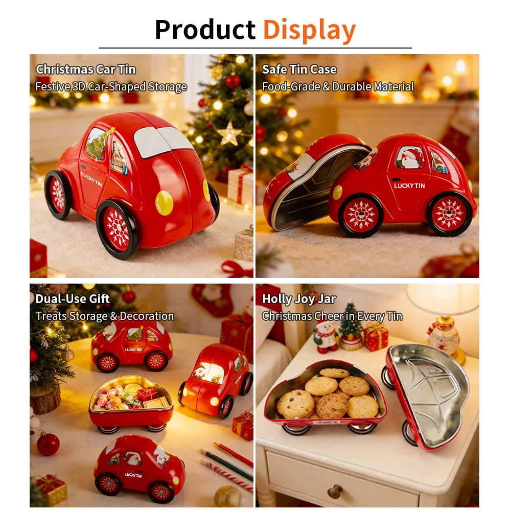 Factory Wholesale Custom Tinplate Storage Container Irregular Can Christmas Car Shape Metal Gift Tin Box