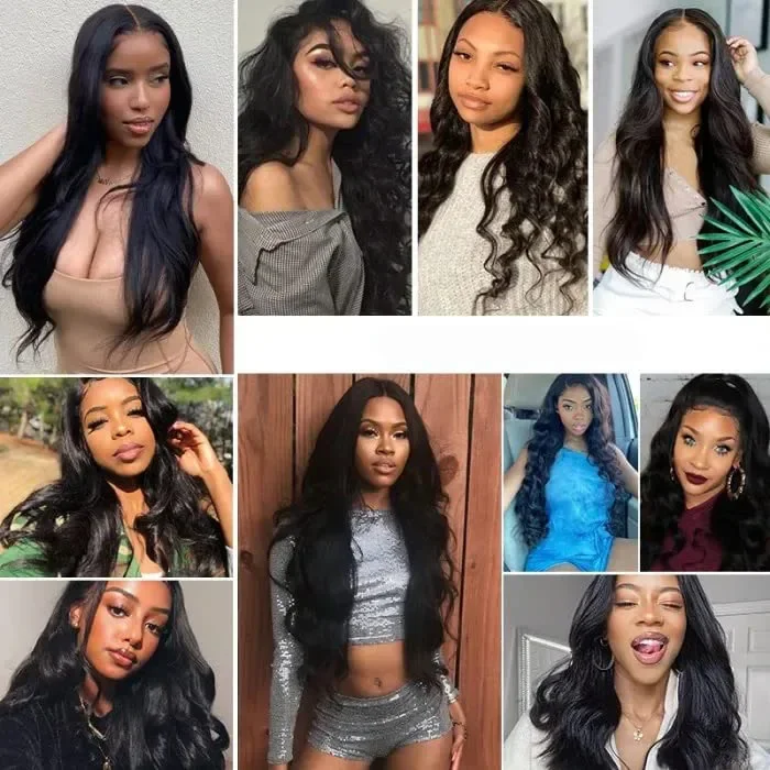 Body Wave Clip-in-Haarverlängerungen, 8 Stück, Naturschwarz, 100 % Echthaar, 12-26 Zoll, 120 g_voghion.com