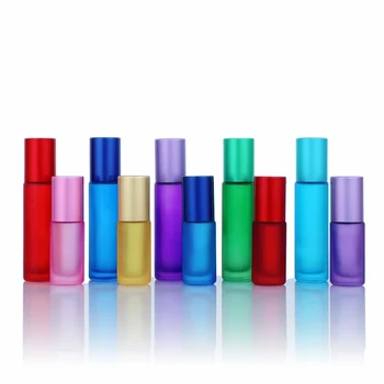 Factory Customization Different Sizes Colorful Roller Bottle Spray-painted Glass Bottle and Anodized Aluminum Cap