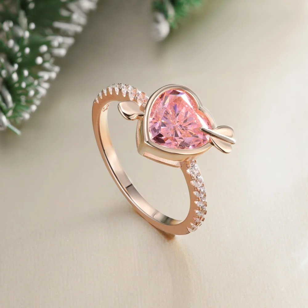 KAKODIY Best Christmas Valentine Gits 925 Sterling Silver Rose Gold Plated Heart Love 5A Zircon Eternity Ring detail 6