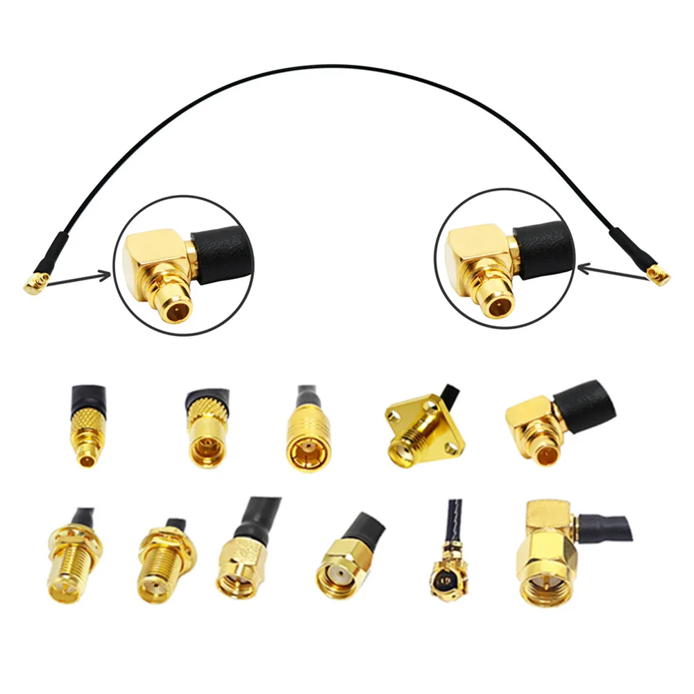 RF Pigtail MMCX Plug Right Angled to MMCX Right Angled Male with 1.13 1.37 Coaxial Jumper Cable Assembly