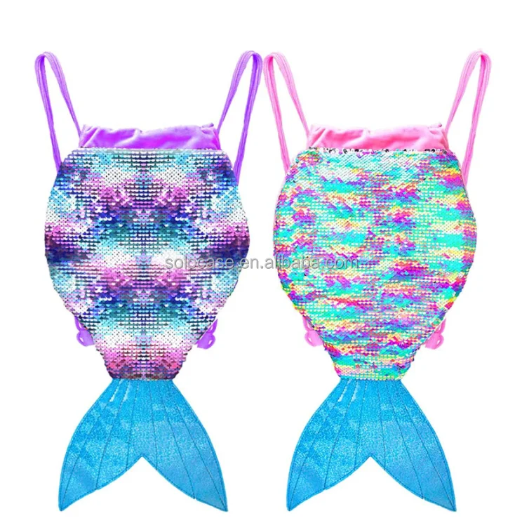 Kids Mermaid Sequin Drawstring Backpack