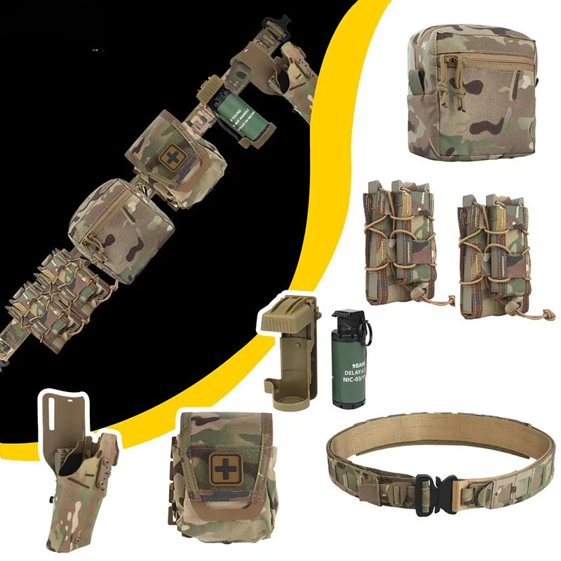 Multi-functional Practical Sport Enthusiasts Tactical Belt Set Quick Release Holster Medical Bag Tactic Training Waist Belt
