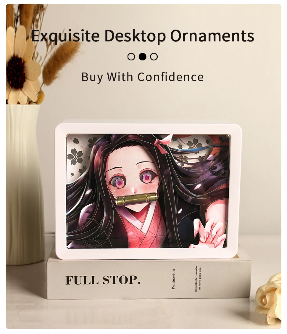 Factory Direct Sale Anime Demon Slayer 3d Paper Cut Light Box Usb Night