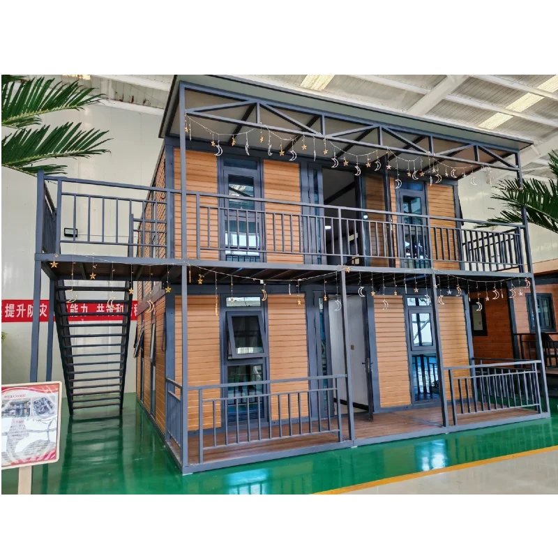 Popular cheaper 2 story expandable container house saves land offering 2 floors for family living with easy assembly