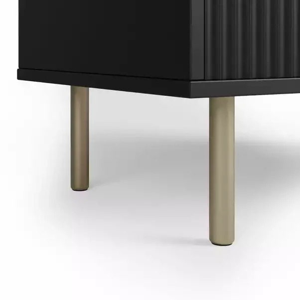 Vinyl Cabinet with Fluted Doors Vinyl Record Storage Cabinet with Metal Legs for Living Room,Bedroom,Office Record Player Stand