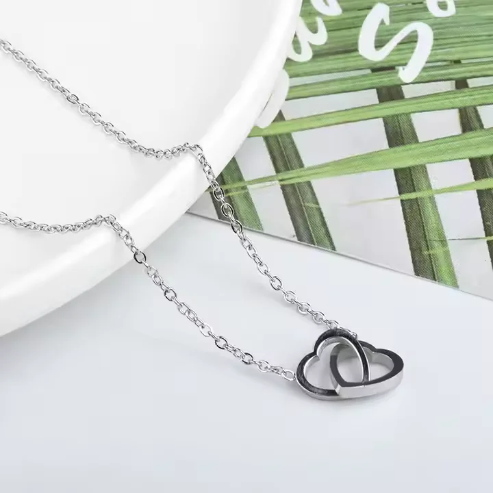 18K Gold Double Heart Necklace - Non-Tarnish & Trendy