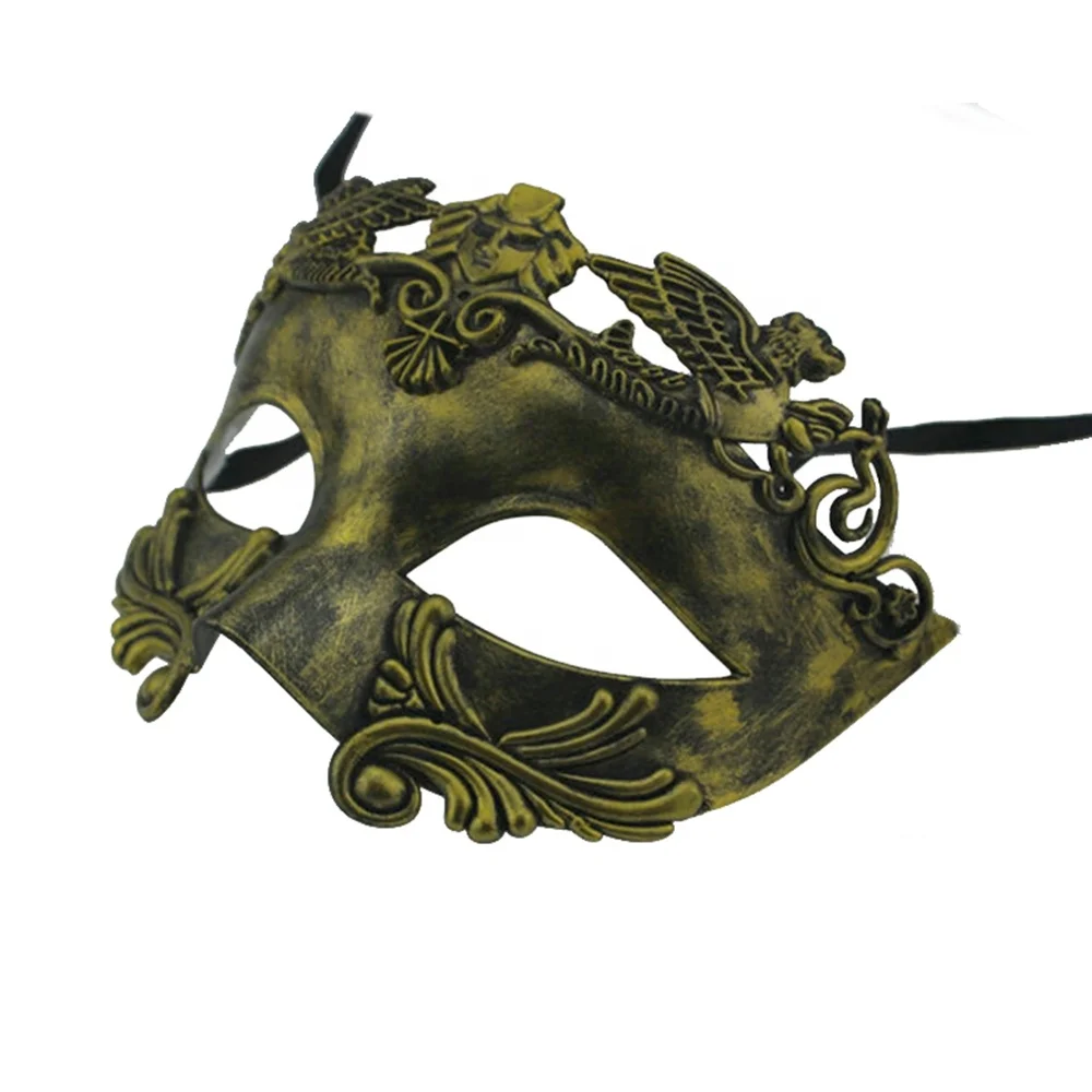 Maschere da ballo in stock, maschere vintage romane greche da uomo, oro  antico argento, maschere per carnevale e festa di Mardi Gras