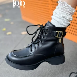 Ew Classic Martin Boots Fashion Buckle Breathable Low Top Thick Heel Tall Boots Women's Shoes