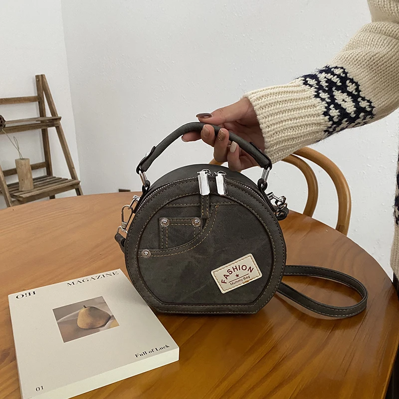 2024 Wholesale Fashion Design Round Shape Female Small Handbags Cute Ladies Hand Bag Luxury Women Shoulder BagFor Girls