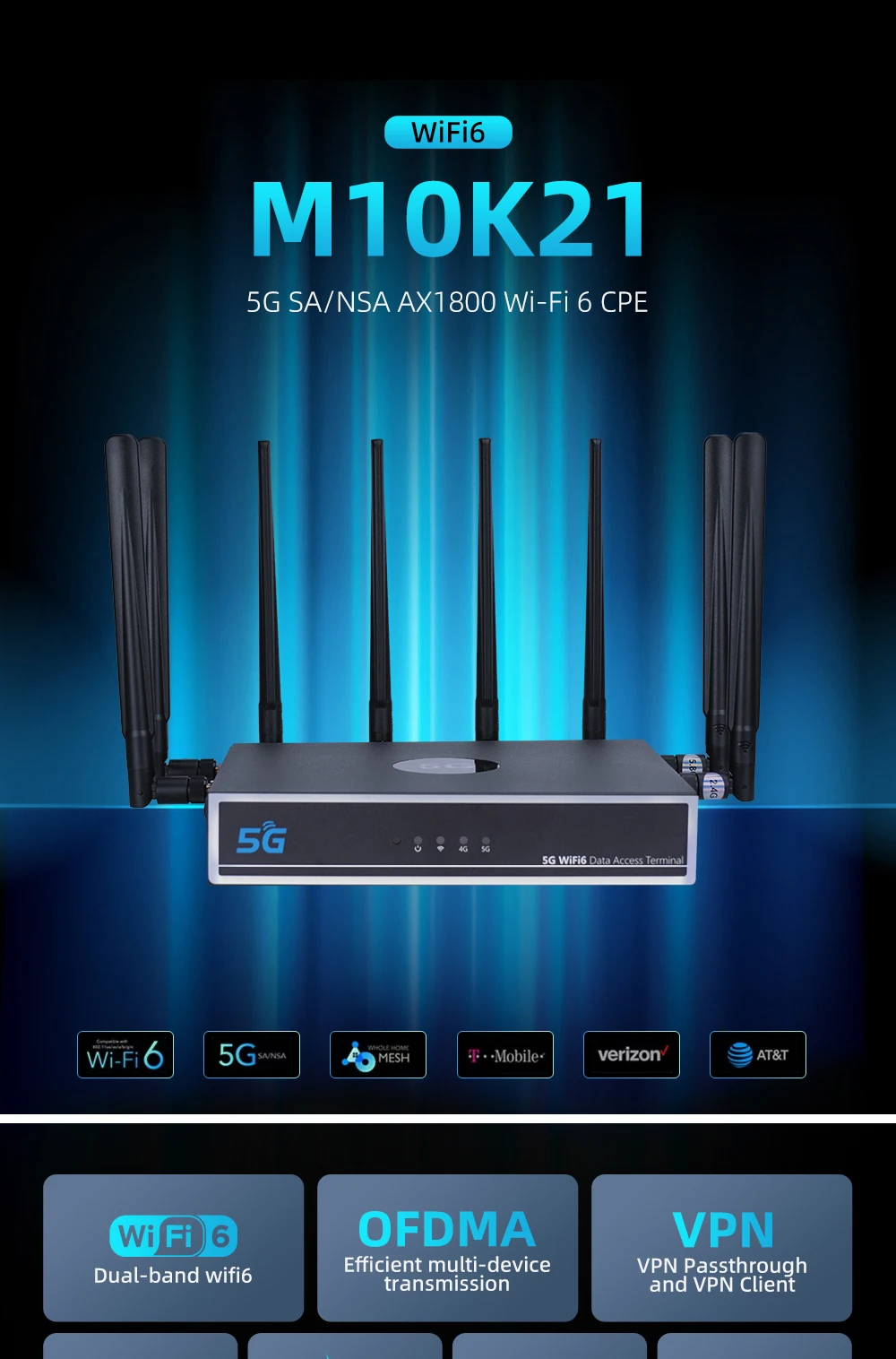 M10K43 MT7981 AX3000 Wifi6 Mesh WLAN Wireguard VPN Router