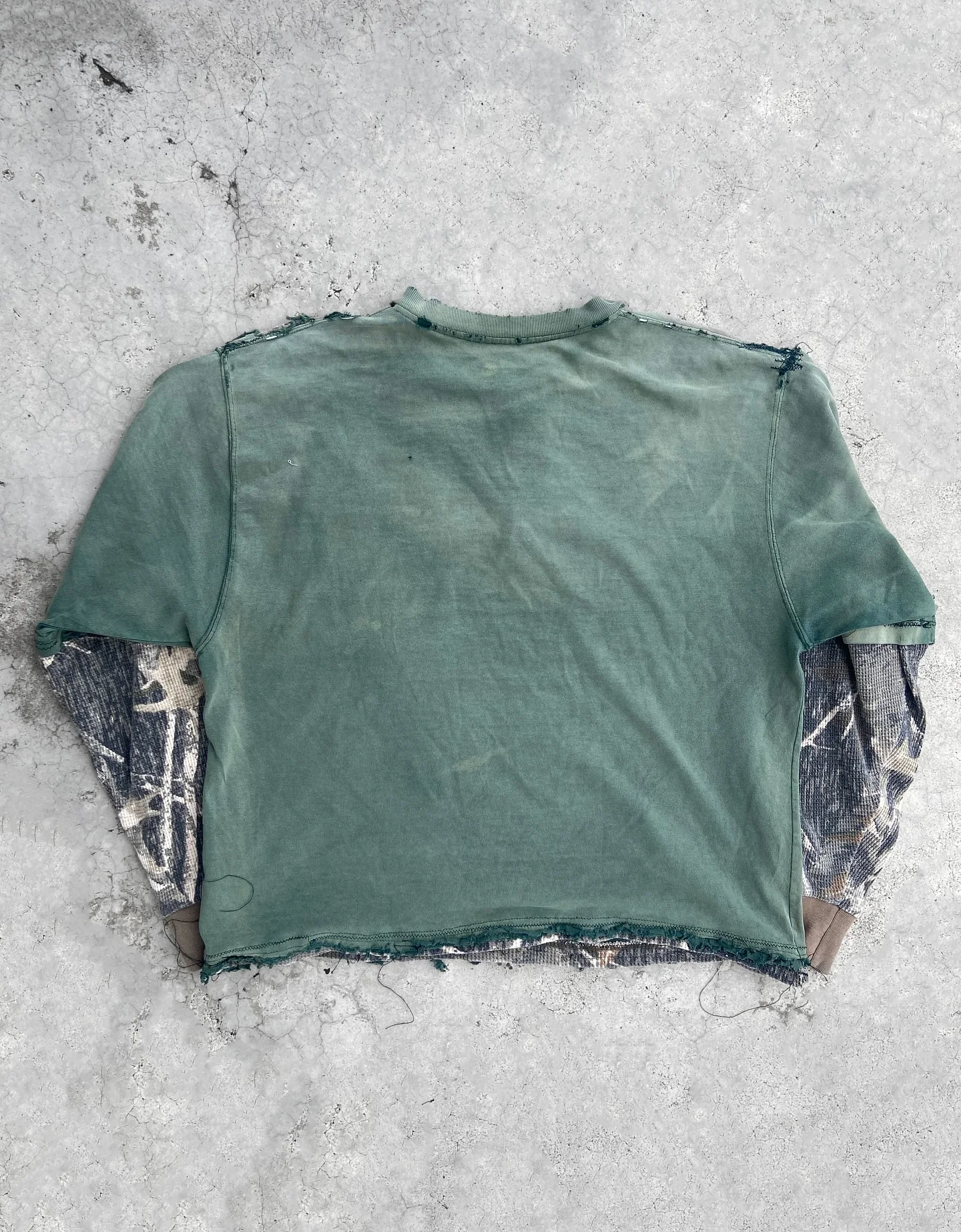 Custom Screen Print Men Boxy T Shirt 300gsm Cotton Washed Tshirt Streetwear Vintage Acid Wash Double Layer Long Sleeve T-Shirt gallery 4