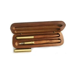 Creative Handmade Wooden Products Luxury ECO Friendly Laser Engraving Fountain Pen Brass Rosewood Signature Pen for Gift Box
