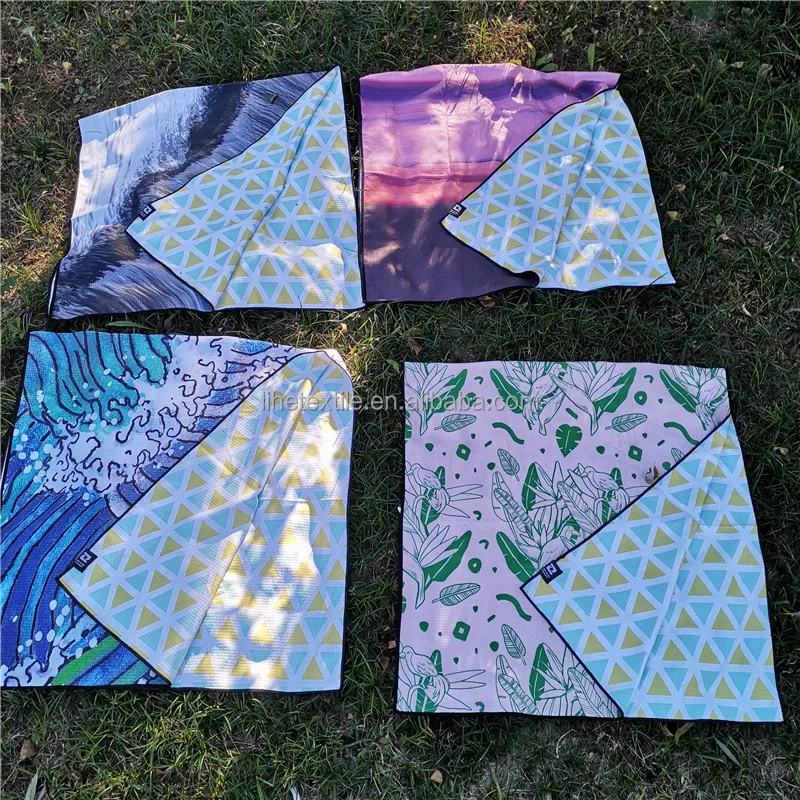 recycled microfiber waffle fabric Australia beach towel printed custom design double side