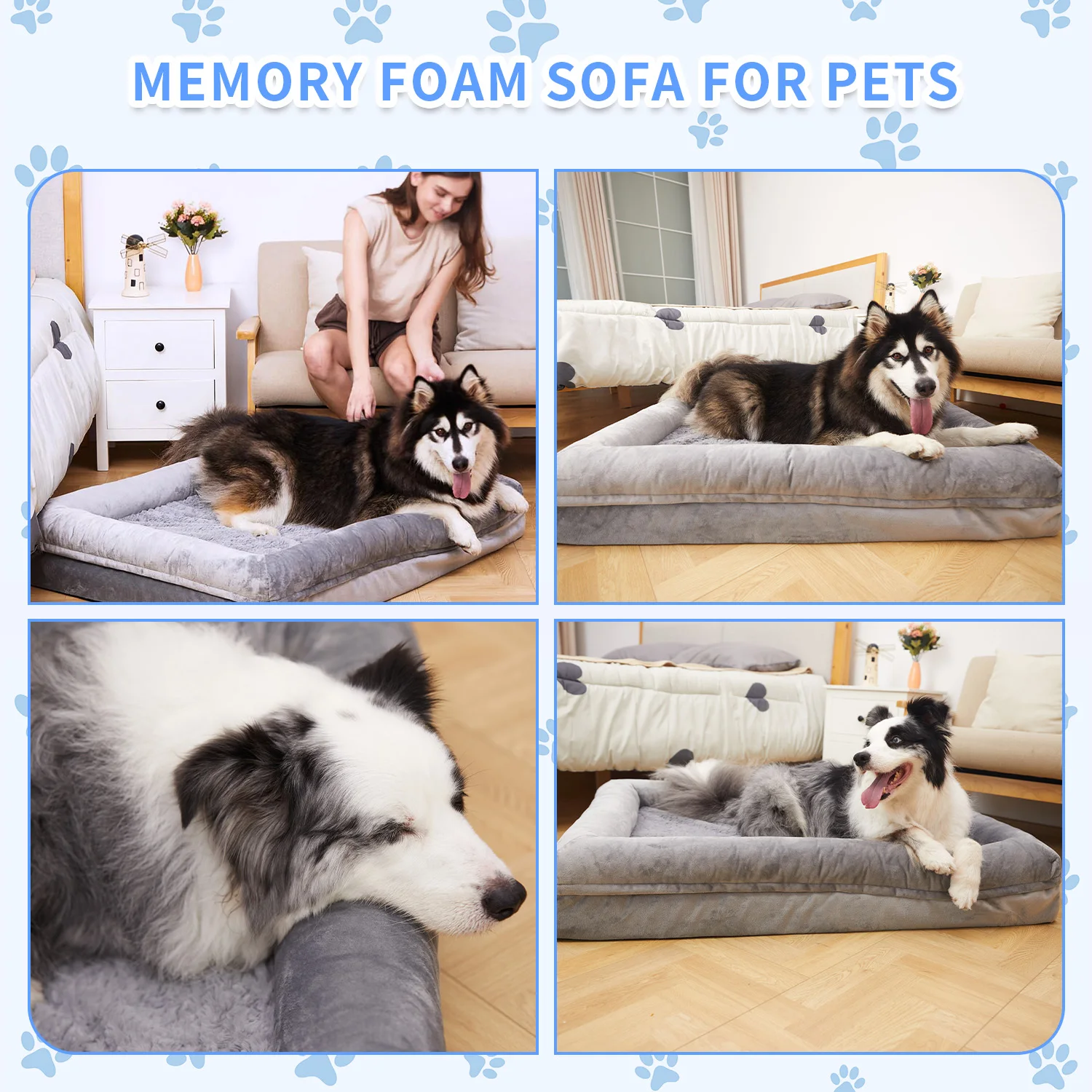 Hot selling soft eco friendly egg crate washable removable memory foam orthopedic pet dog bed cushions for large dogs factory