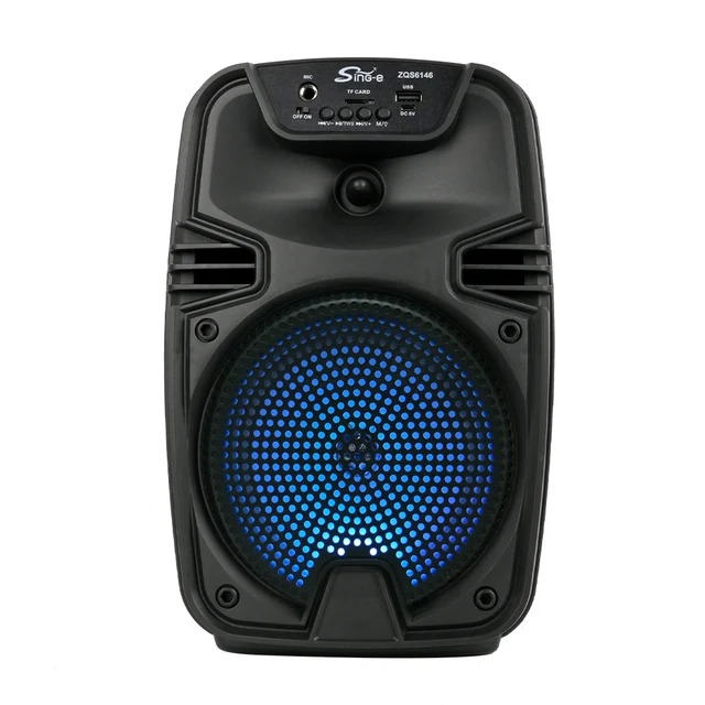SING-e ZQS6146 New 6.5 Inch Portable Wireless Bluetooth Outdoor Speaker RGB LED Lighting Karaoke Parties High Battery AUX