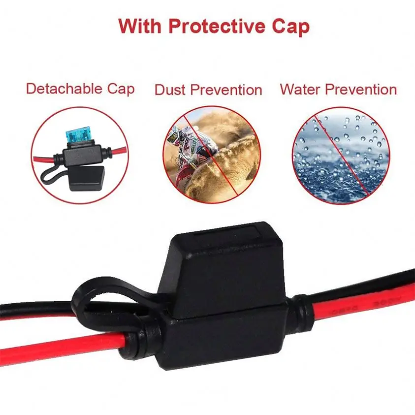 Quick Connector Sae Plug to Ring Terminal Dc Power With Fuse Holder Clamp Car Motorcycle Battery Charger Cable