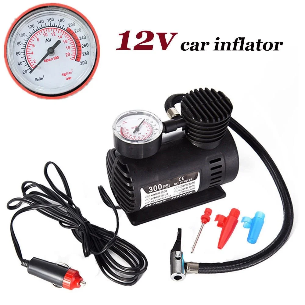 12v Electric Tire Inflator Car Motorcycle Air Tire Pump With Gauge ...