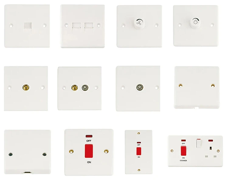 VNX New Style 86*86mm White Color 16A and 10A One Gang Switches Sockets Bakelite Material for Smart Home