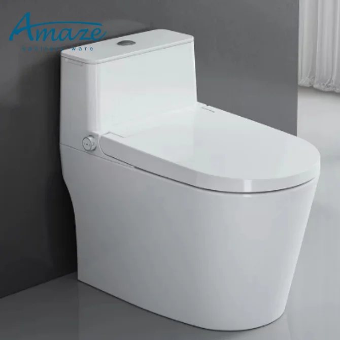 Auto washing automatic water spray toilet ceramic one piece toilet floor mounted smart toilet