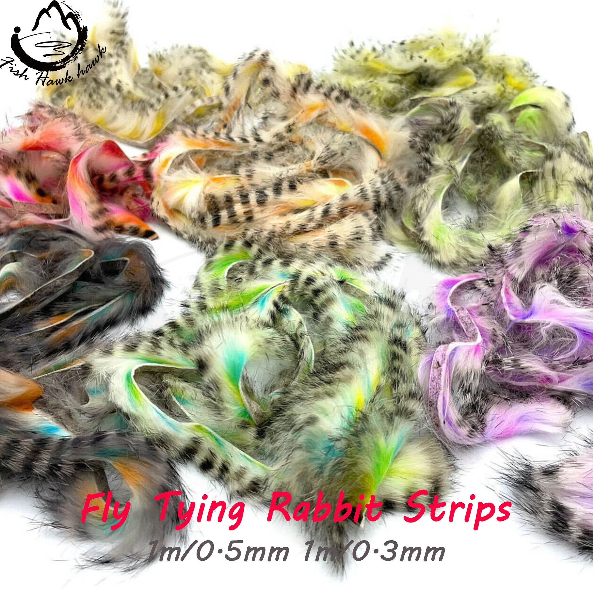 Wholesale 1m/0.5mm 1m/0.3mm Colorful Fly Tying Rabbit Strips For Fly