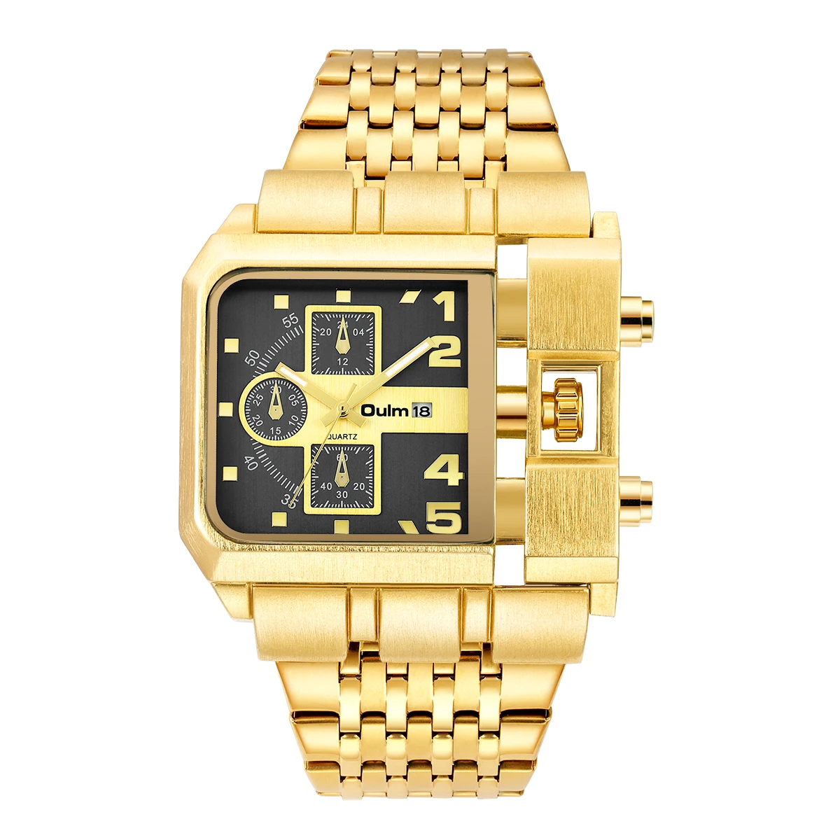 Oulm 3364 Men Quartz Watches Relojes Montre Homme Irregular Shape  Waterproof Wristwatch Luxury Gold Stainless Steel Male Watch