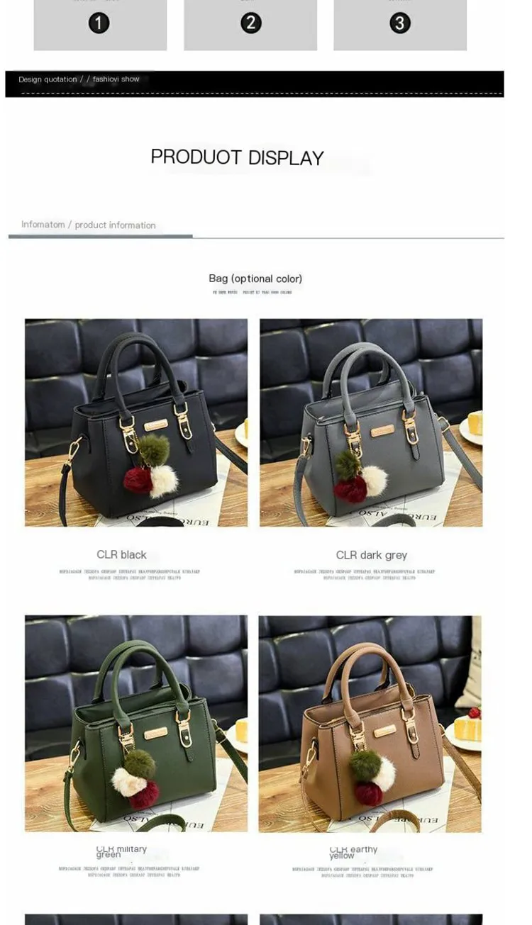 New Fashion Handbags With Pompon Pu Leather Women Purses Bucket Long ...