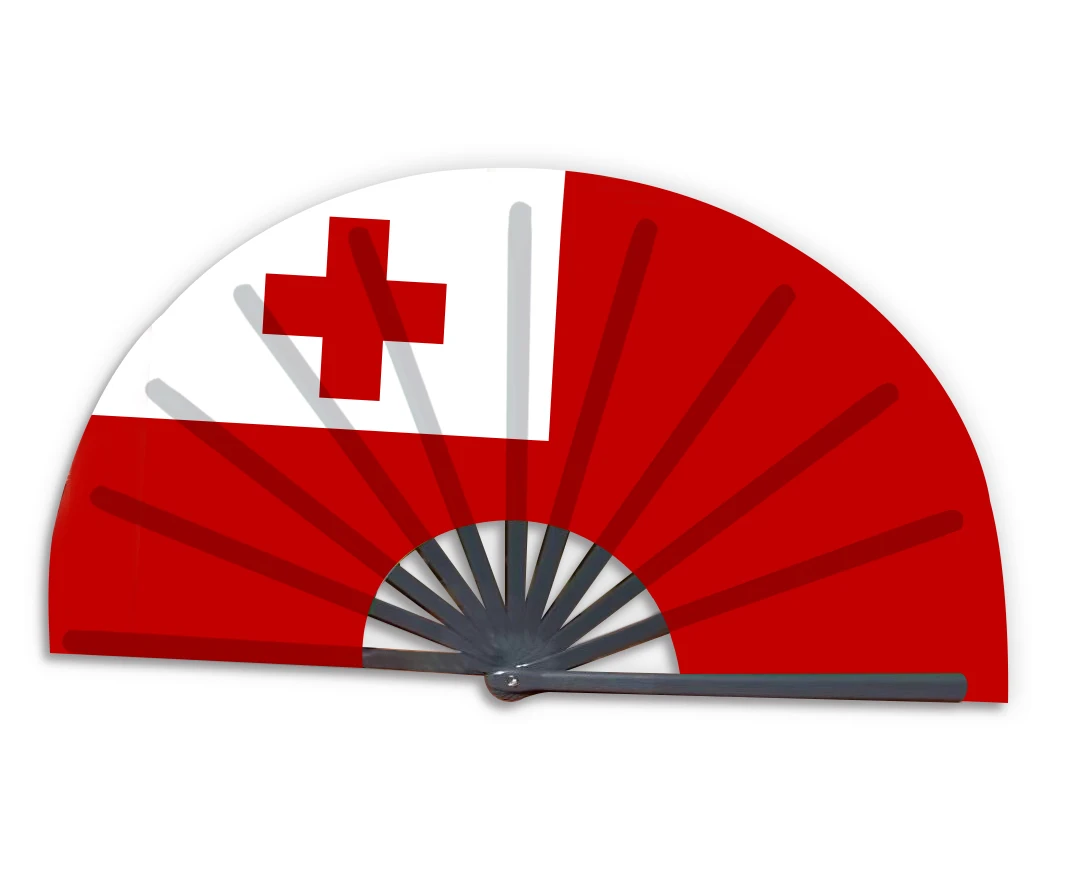 Neues Produkt: Individuell gestalteter, faltbarer Bambusfächer mit Tonga-Flagge_voghion.com