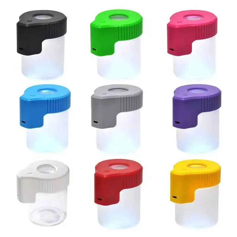 Cheap Custom Light up Air Tight Storage Led Transparent Magnifying View Glass Jar Herb Stash Container MAG Jar