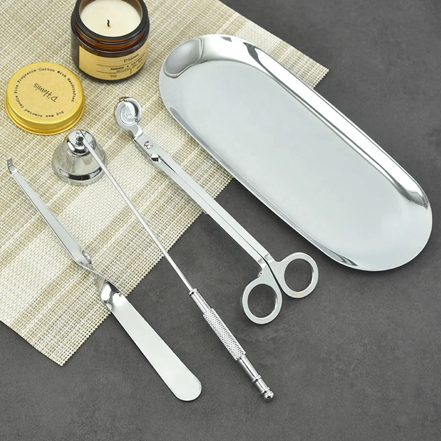 Candle Wick Trimmer Set Wholesale Custom Logo Laser Scissor Snuffer Dipper Kit Candle Care Tool Candle Accessories