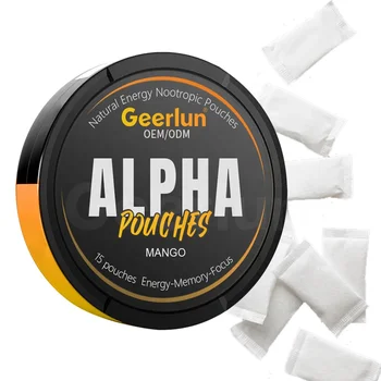 Geerlun Hot Selling Natural Energy Powder Sachet Cognitive Performance Brain Booster Alpha Caffeine Nootropic Pouches