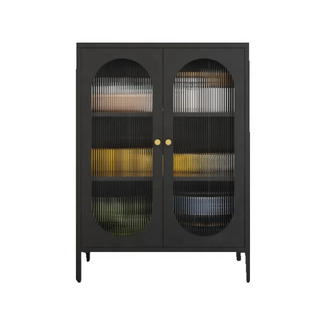 Glastür-Küchen-Aluminium-Stahl-Sideboard-Aufbewahrungsschrank mit Beinen 1