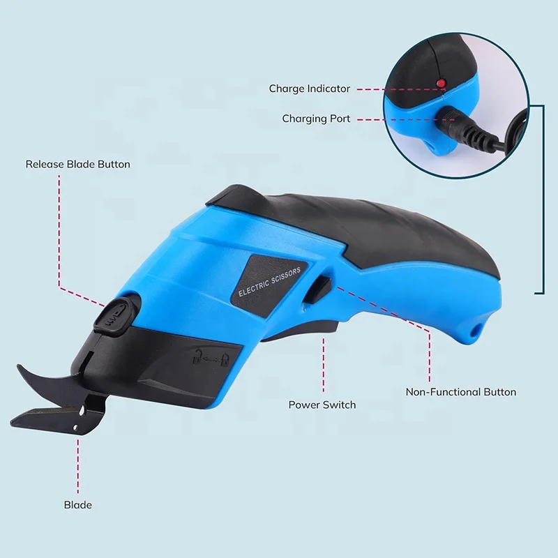 Cordless Electric Scissors Rechargeable Powerful Shears Cutting Tool for Fabric Cardboard Carpet Leather Felt with Charger
