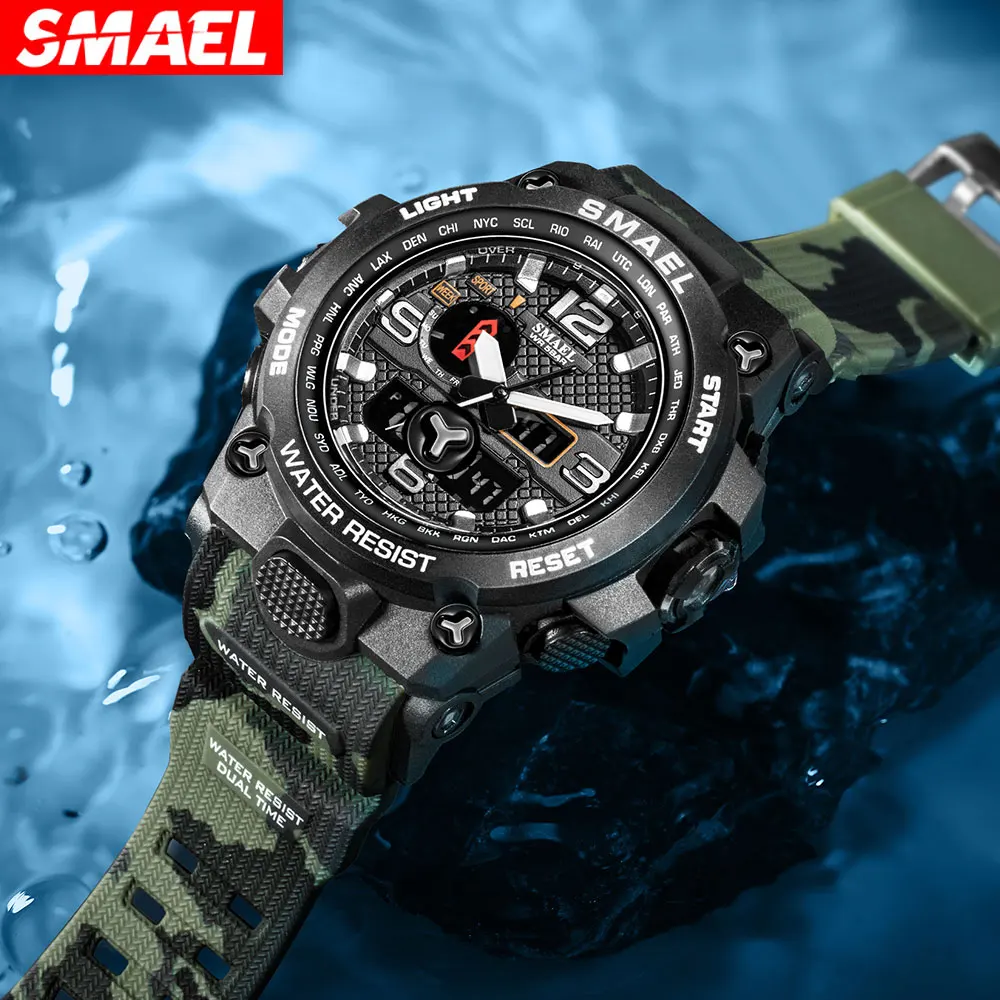 Wholesale SMAEL 1545MC Fashion Watch Men New Digital Waterproof Sports Watches Mens Shock Analog Dual Display Quartz Watch From m.alibaba