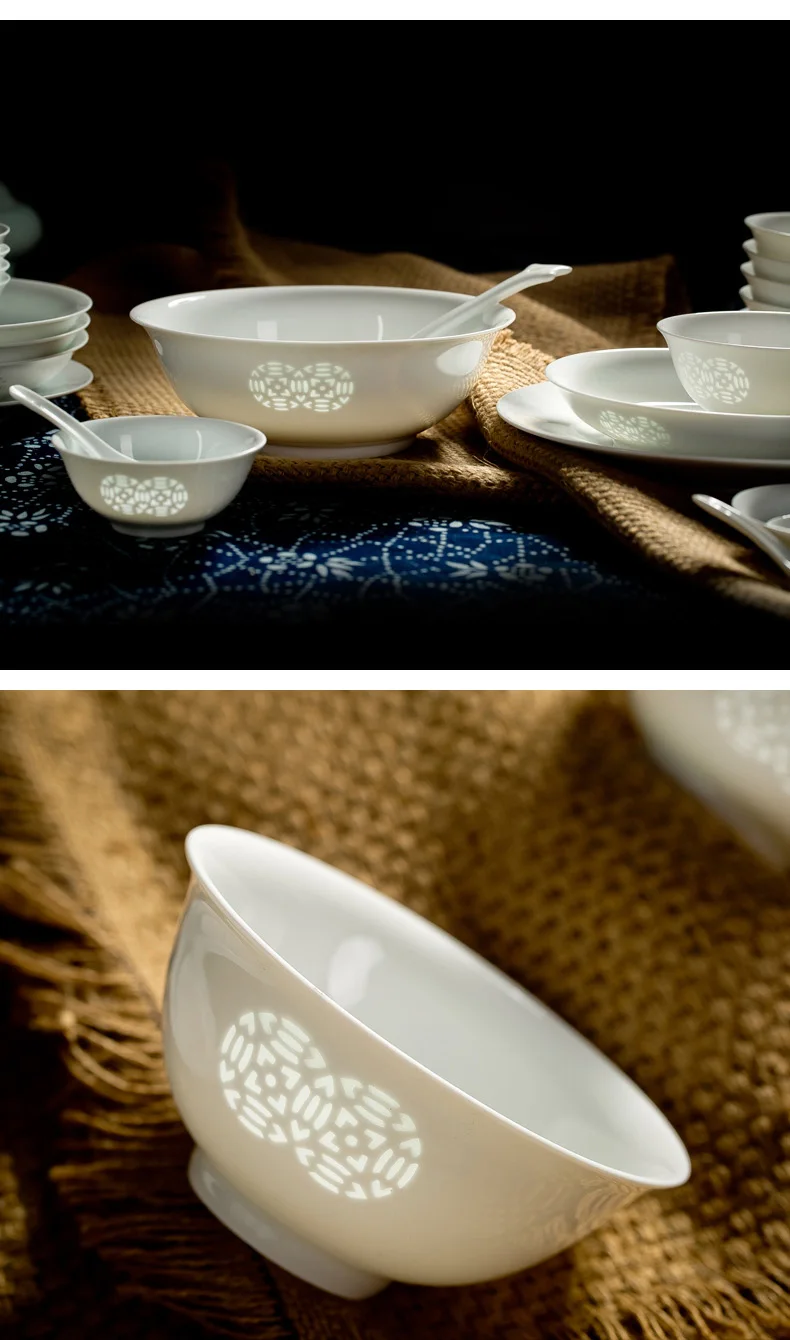 Jingdezhen kaolin exquisite underglaze color plate tableware noodle bowl rice bowl spoon household combination set high-end set supplier