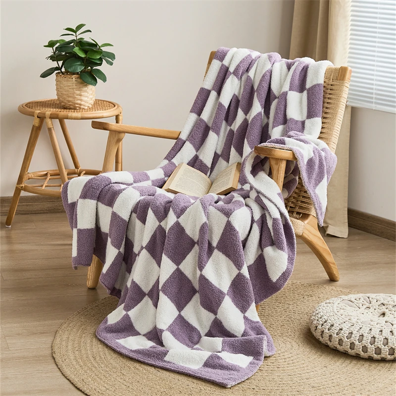 product high quality hot sell  low moq baby bedding checkerboard knitted blanket 2840 for chidren qpg-67