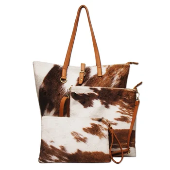 Wholesale Fashion Cow Print Design Tote Purse Set High Quality Luxury Handbag For Women RTS DMA81839