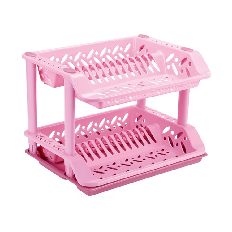 Rectangular Pink Plastic Kitchen Sink Dish Drainer, Size/Dimensions:  44X30.5X14.8cm