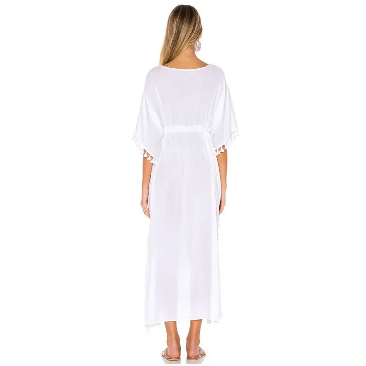 Vestidos Playeros Mujer, Camisas de Bikini Mujer Ropa de Baño Blusa de  Playa Bikini Cubrir Kaftan Vestido Largo Capa de Punto con Flecos Kimono  Protector Solar para Verano(B Blanco,Talla única): : Moda