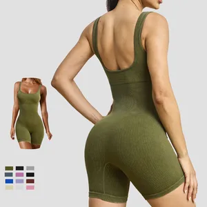 Custom One Piece Short GYM Fitness Female Elegant Sport Bodysuit Yoga Jumpsuit Women Jumpsuit Playsuits for Girls