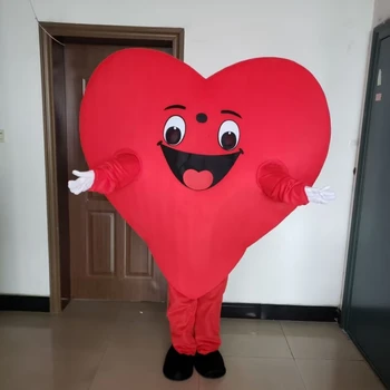 MOQ 1 PCS Red Love Heart Mascot Cartoon Doll Cosplay Costume For Adult Christmas Halloween Birthday Party