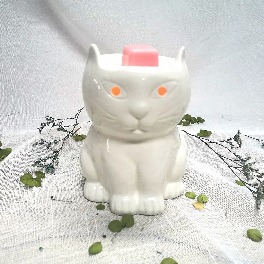 Small White Ceramic Cat Shaped Oil Burner Customized Popular Style Wax Warmer For Wax Melts Buy Ceramic Oil Burner Wax Warmer Insence Burner Product On Alibaba Com