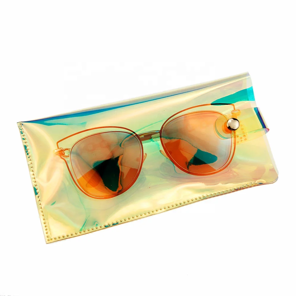 Cheap Glasses case Manufacturer Custom Transparent Eyeglasses Plastic Bag  Eyewear Pouch Holographic Sunglasses case